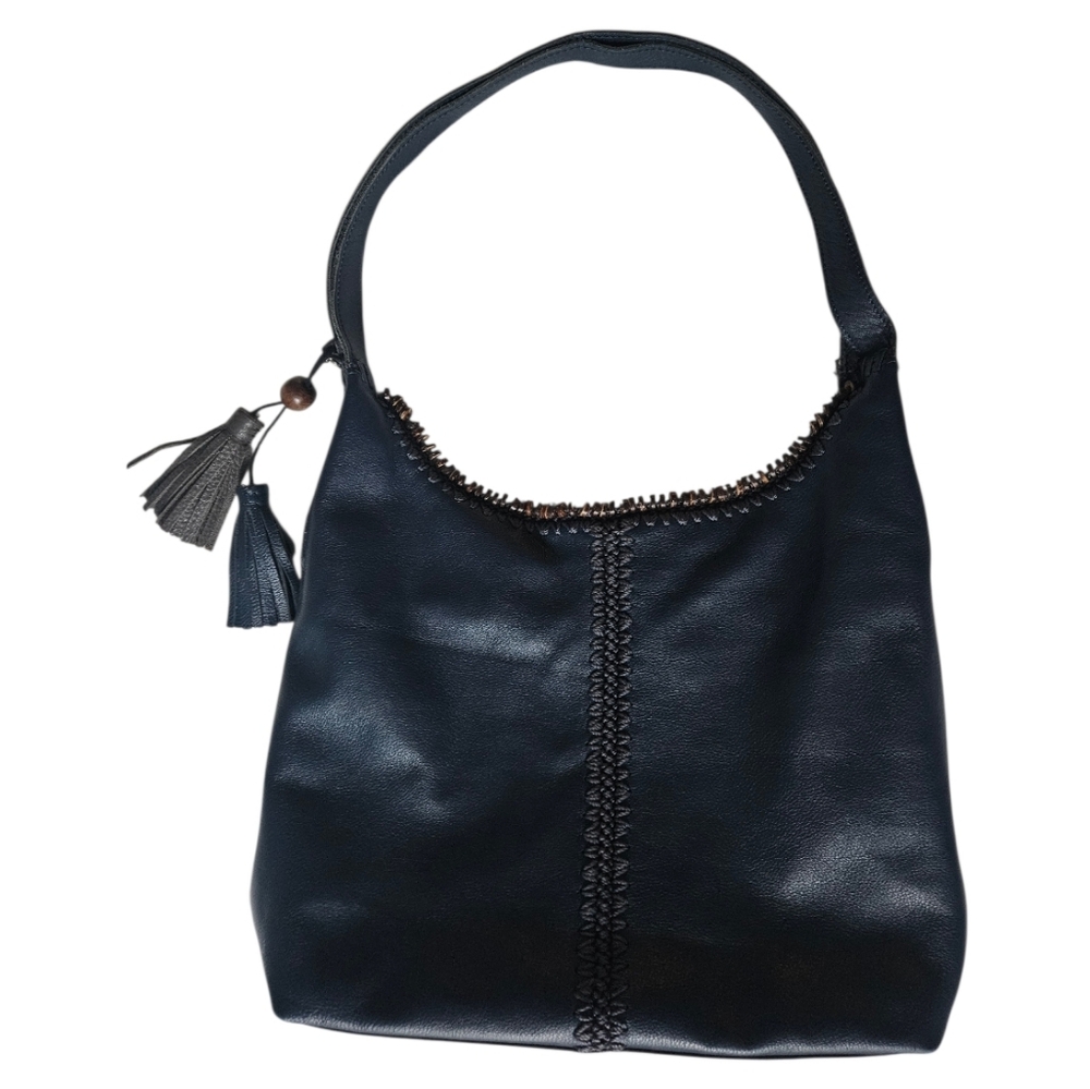 THE SAK Huntley Blue Leather Tassel Accent Hobo Bag